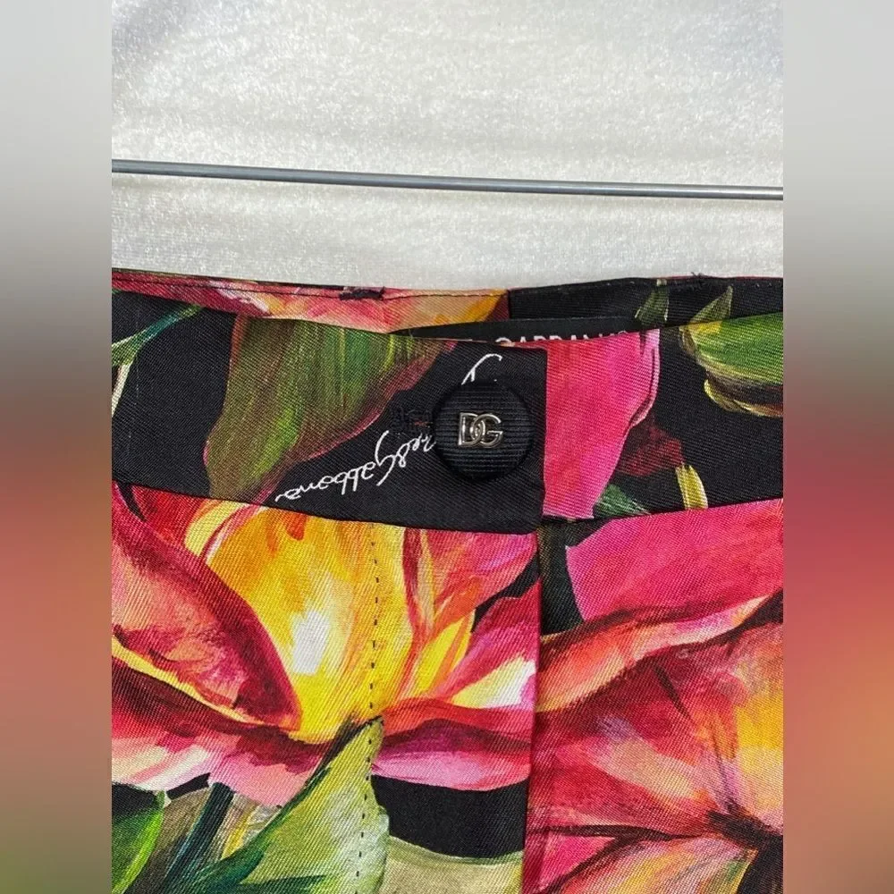 DOLCE&GABBANA Floral Straight Leg Crop Pants size 44/us size 10 - Picture 7 of 14